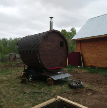 Монтаж бани-бочки №413 от 23.04.2021 в Красноярске